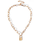 Rock Choker Lock Necklace Layered Chain On The Neck With Lock Punk Jewelry Mujer Key Padlock Pendant Necklace For Women Gift