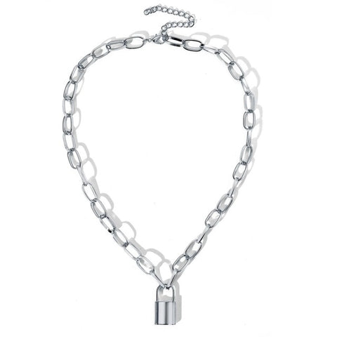 Rock Choker Lock Necklace Layered Chain On The Neck With Lock Punk Jewelry Mujer Key Padlock Pendant Necklace For Women Gift