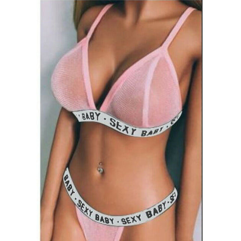 Women Sexy Glitter Lingerie Babydoll Underwear Sleepwear Nightwear Bra G-string Sets