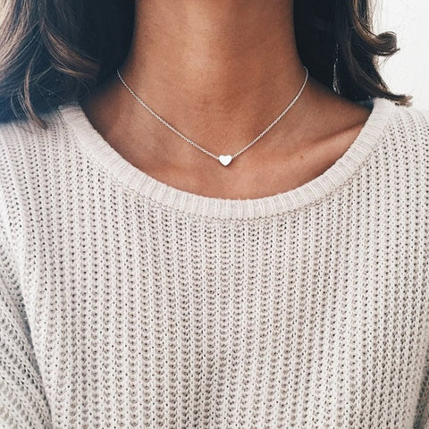 Simple Heart Chain Necklace Fashion Layers Jewelry For Women Chokers Girlfriend Party Birthday Valentine Gift Dropshipping 2020