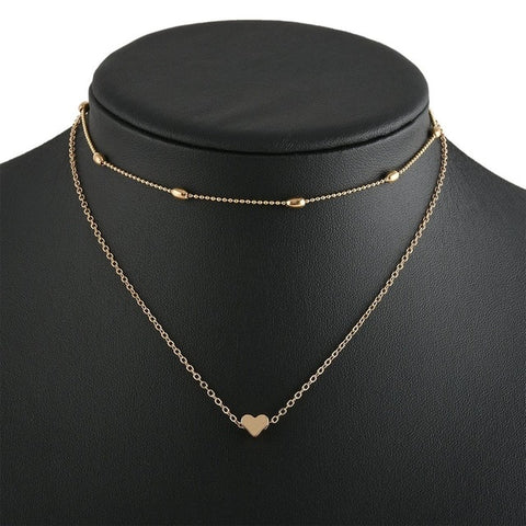 Simple Heart Chain Necklace Fashion Layers Jewelry For Women Chokers Girlfriend Party Birthday Valentine Gift Dropshipping 2020