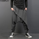 INCERUN Plus Size Men Casual Drape Drop Crotch Harem Hip-hop Pants Trouser Baggy Dancing Pants Gothic Punk Style Harem Pants Men