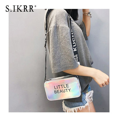 S.IKRR Mini Women Laser Crossbody Bag Messenger Shoulder Bag PVC Jelly Small Tote Messenger Candy colors Bags Laser Holographic