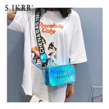 S.IKRR Mini Women Laser Crossbody Bag Messenger Shoulder Bag PVC Jelly Small Tote Messenger Candy colors Bags Laser Holographic