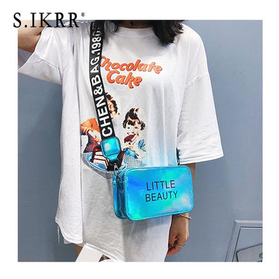 S.IKRR Mini Women Laser Crossbody Bag Messenger Shoulder Bag PVC Jelly Small Tote Messenger Candy colors Bags Laser Holographic