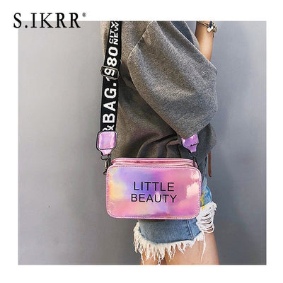 S.IKRR Mini Women Laser Crossbody Bag Messenger Shoulder Bag PVC Jelly Small Tote Messenger Candy colors Bags Laser Holographic