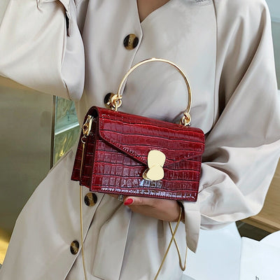 Sacs à bandoulière en cuir PU motif pierre pour femmes 2020 Mini sac à bandoulière avec poignée en métal fourre-tout de voyage dame