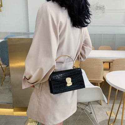 Sacs à bandoulière en cuir PU motif pierre pour femmes 2020 Mini sac à bandoulière avec poignée en métal fourre-tout de voyage dame