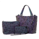 Lovevook women handbag luxury shoulder bag set geometric luminous bag Tote crossbody bag female purse and wallet for ladies 2020