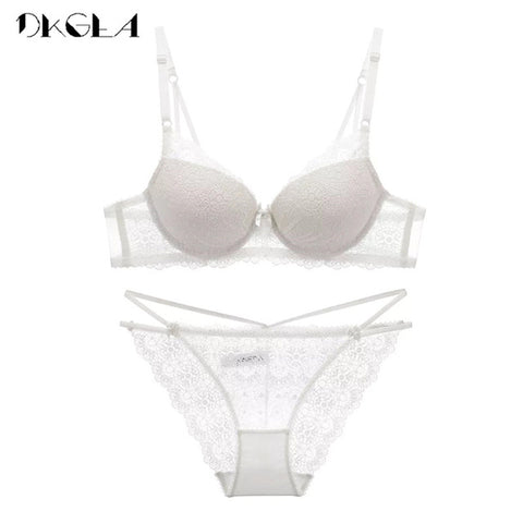 Super Gather Fashion Black Underwear Women Bra Set Push Up Brassiere Cotton Thick Deep V Sexy Bras Lace Lingerie Sets Embroidery