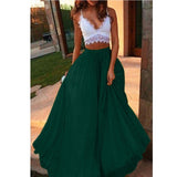 Spring and summer autumn chiffon cool skirt women's elastic waist double anti-going ladies long solid color elegant skirt